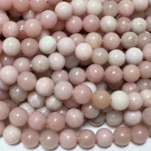 Chinese Pink Opal 6mm round natural gemstone beads 15" strand - Oz Beads 