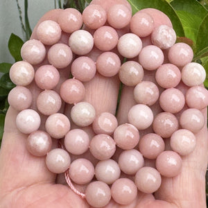 Chinese Pink Opal 8mm round natural gemstone beads 15" strand - Oz Beads 