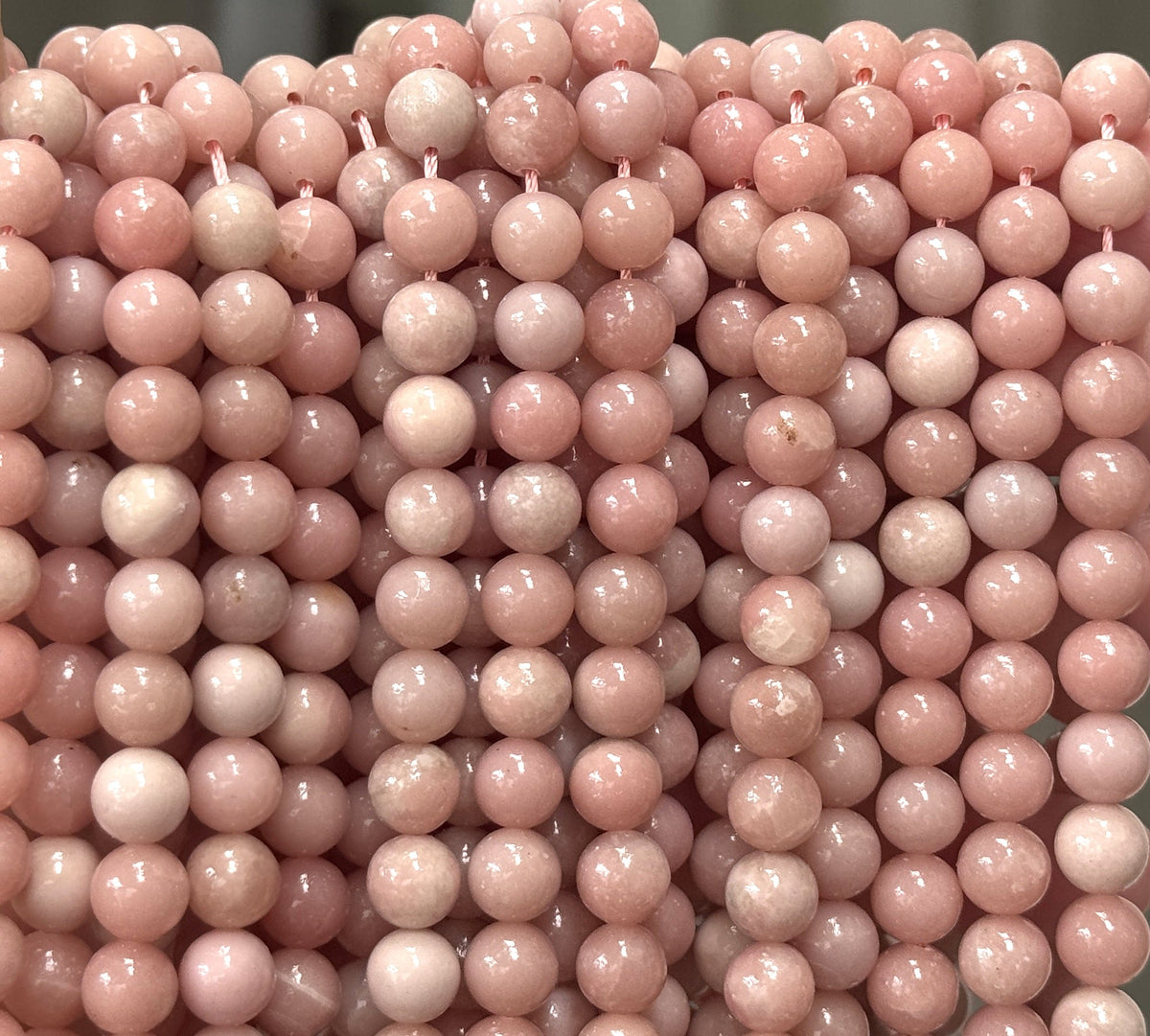Chinese Pink Opal 8mm round natural gemstone beads 15" strand - Oz Beads 