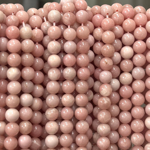 Chinese Pink Opal 8mm round natural gemstone beads 15" strand - Oz Beads 