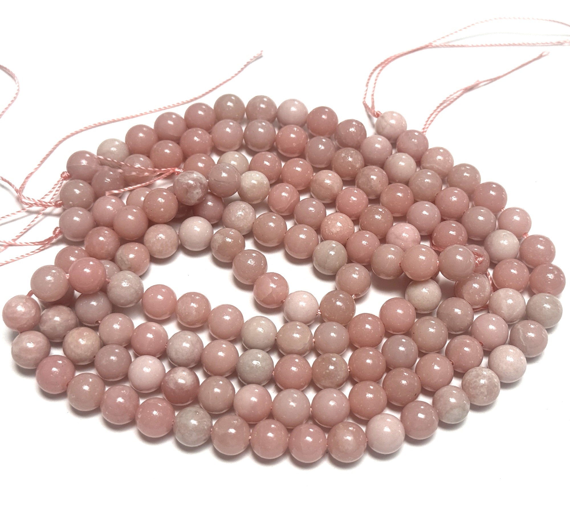 Chinese Pink Opal 8mm round natural gemstone beads 15" strand - Oz Beads 