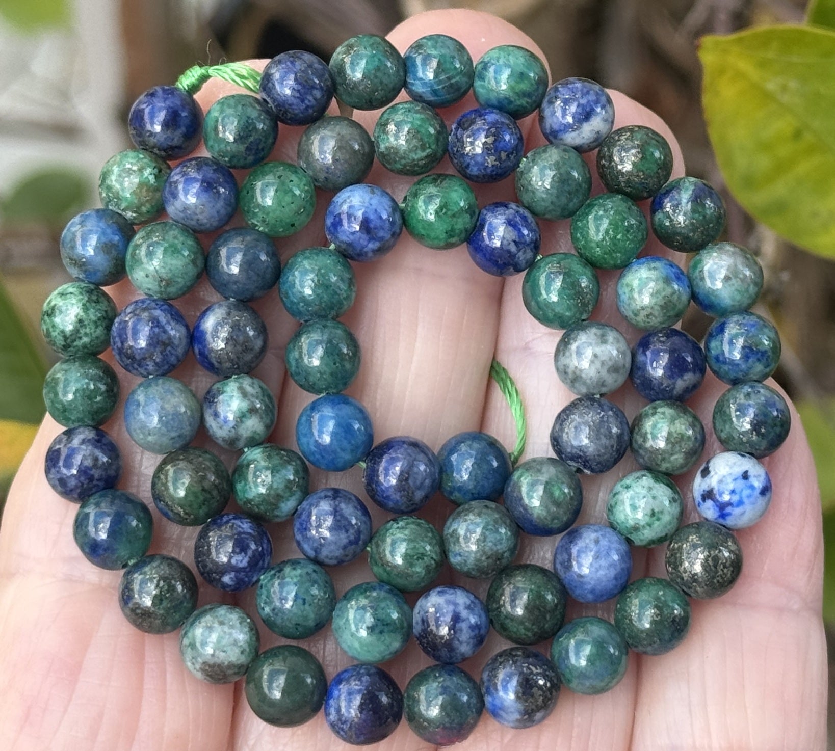 Chrysocolla Lapis Lazuli 6mm round polished beads 15.5" strand - Oz Beads 