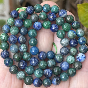 Chrysocolla Lapis Lazuli 6mm round polished beads 15.5" strand - Oz Beads 