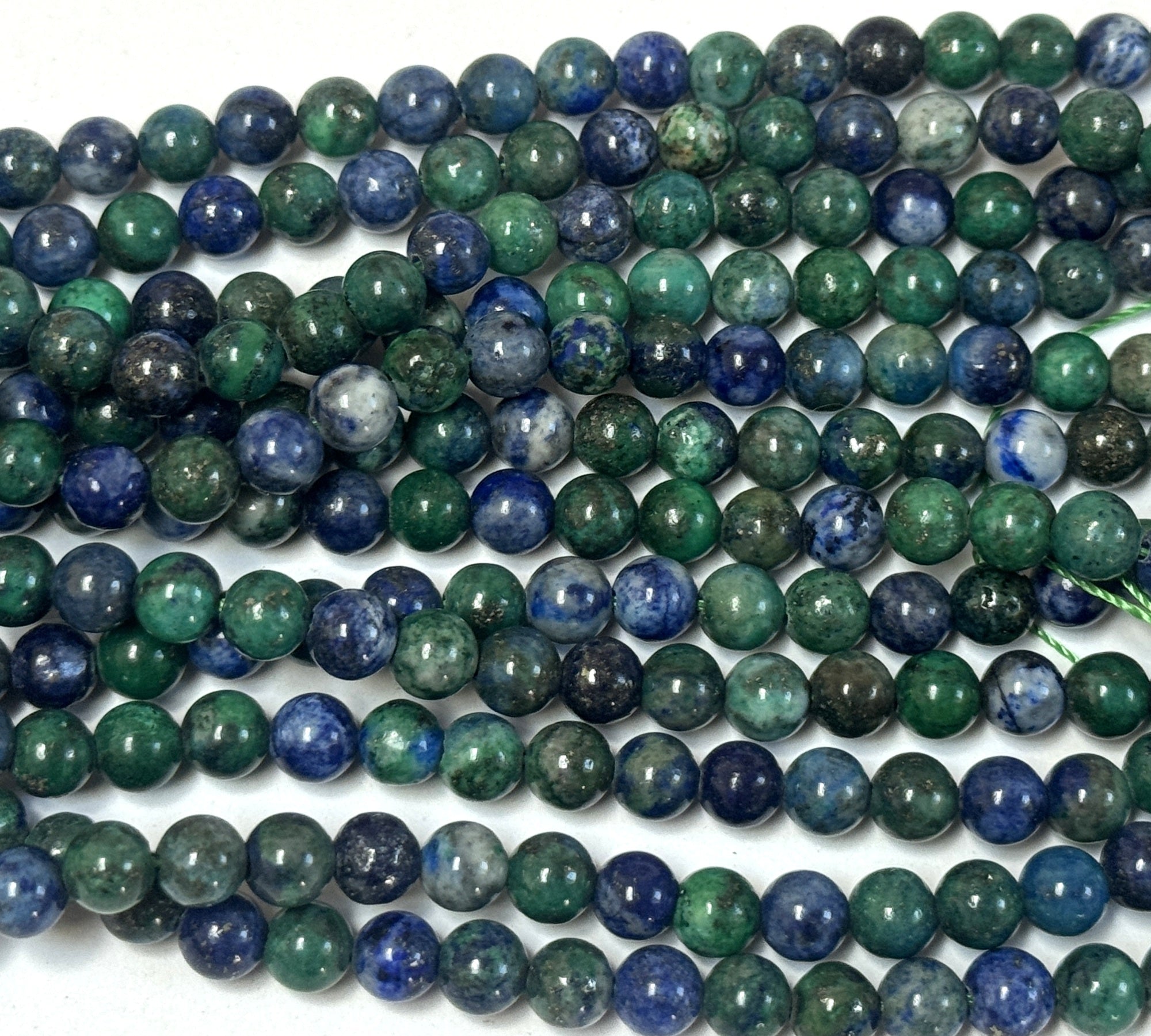 Chrysocolla Lapis Lazuli 6mm round polished beads 15.5" strand - Oz Beads 
