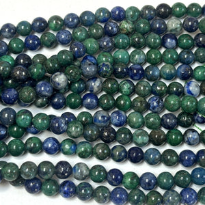 Chrysocolla Lapis Lazuli 6mm round polished beads 15.5" strand - Oz Beads 