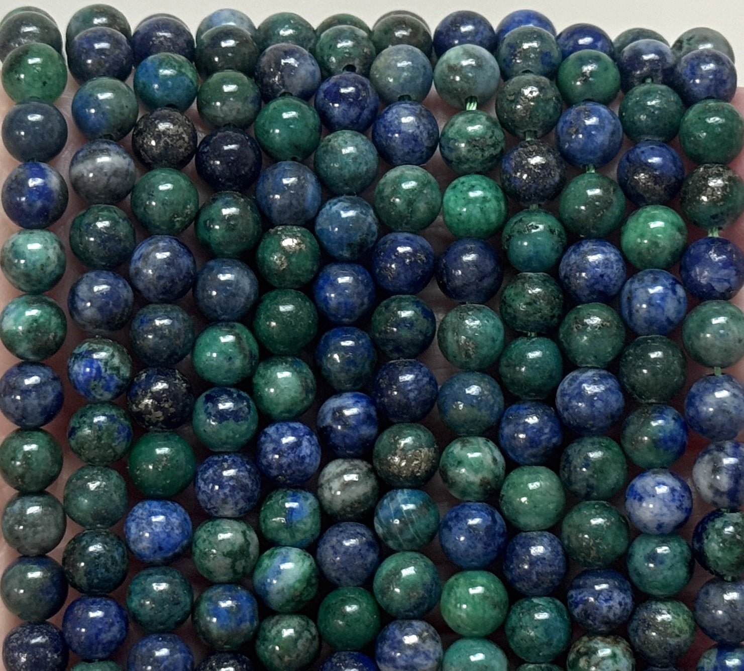Chrysocolla Lapis Lazuli 6mm round polished beads 15.5" strand - Oz Beads 