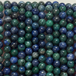 Chrysocolla Lapis Lazuli 6mm round polished beads 15.5" strand - Oz Beads 
