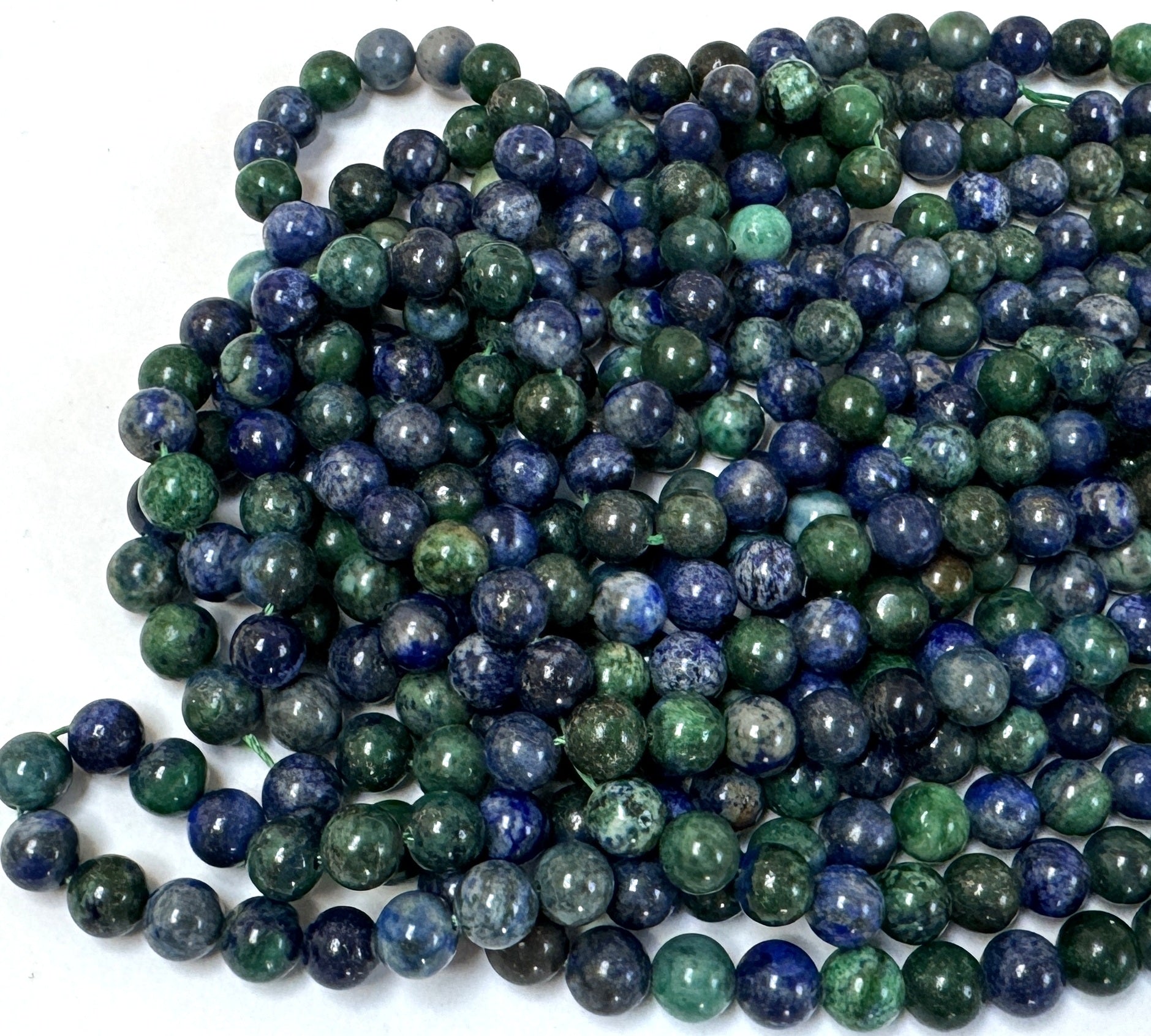 Chrysocolla Lapis Lazuli 8mm round polished beads 15.5" strand - Oz Beads 