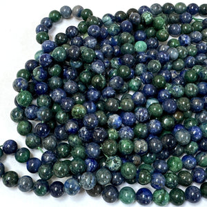 Chrysocolla Lapis Lazuli 8mm round polished beads 15.5" strand - Oz Beads 