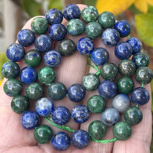 Chrysocolla Lapis Lazuli 8mm round polished beads 15.5" strand - Oz Beads 