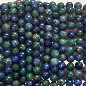 Chrysocolla Lapis Lazuli 8mm round polished beads 15.5" strand - Oz Beads 