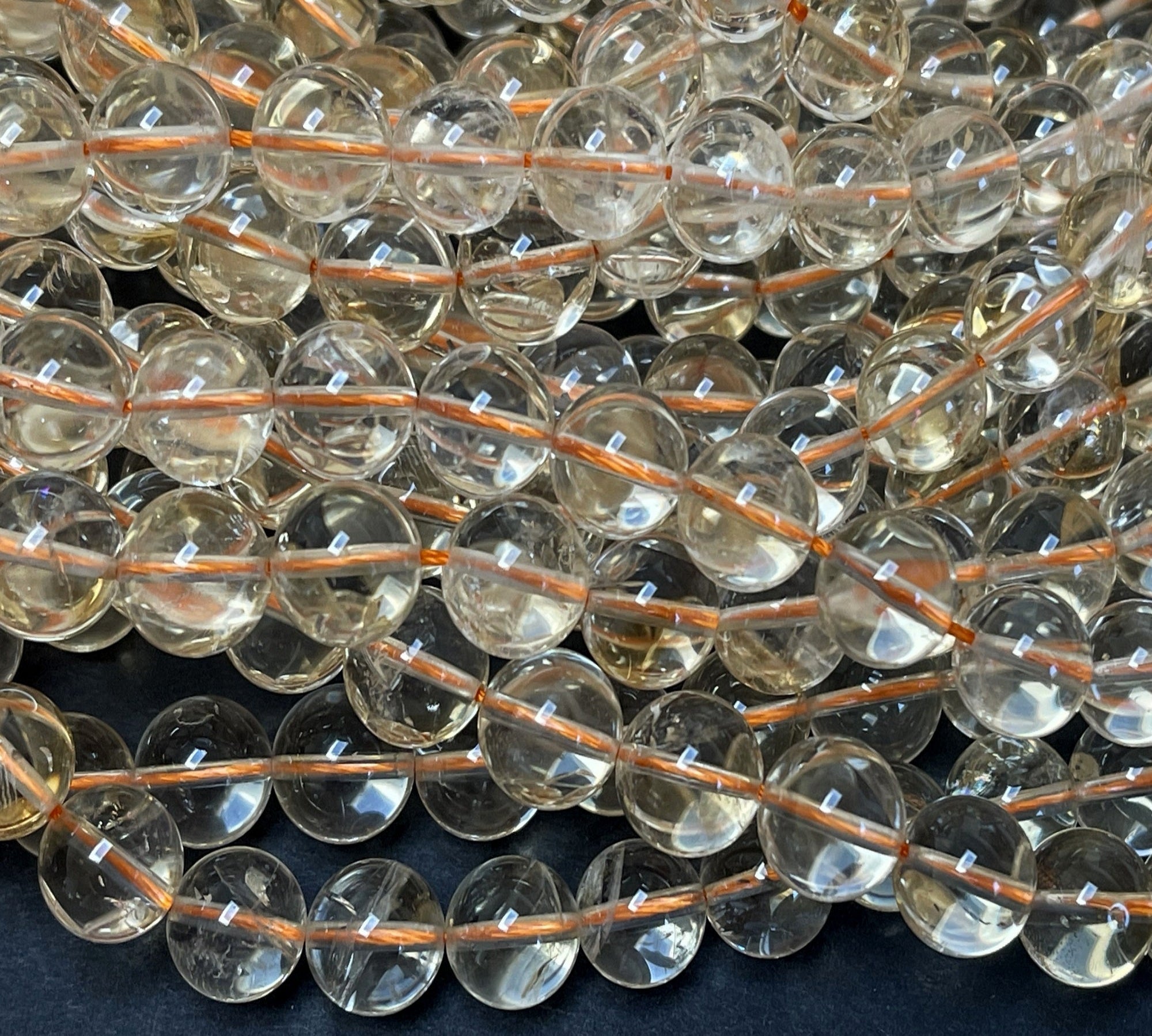 Clear Citrine 10mm round natural gemstone beads 15" strand - Oz Beads 