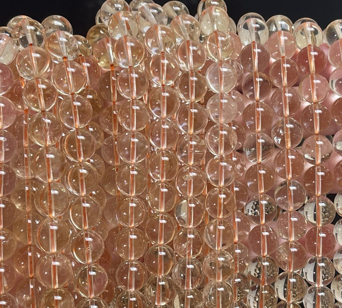 Clear Citrine 10mm round natural gemstone beads 15" strand - Oz Beads 