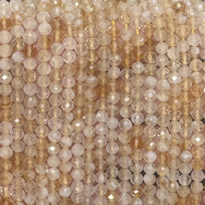 Citrine 3mm 4mm faceted round natural gemstone beads 38cm strand - Oz Beads 
