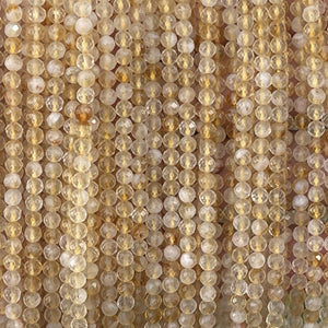 Citrine 3mm 4mm faceted round natural gemstone beads 38cm strand - Oz Beads 