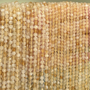 Citrine 3mm 4mm faceted round natural gemstone beads 38cm strand - Oz Beads 