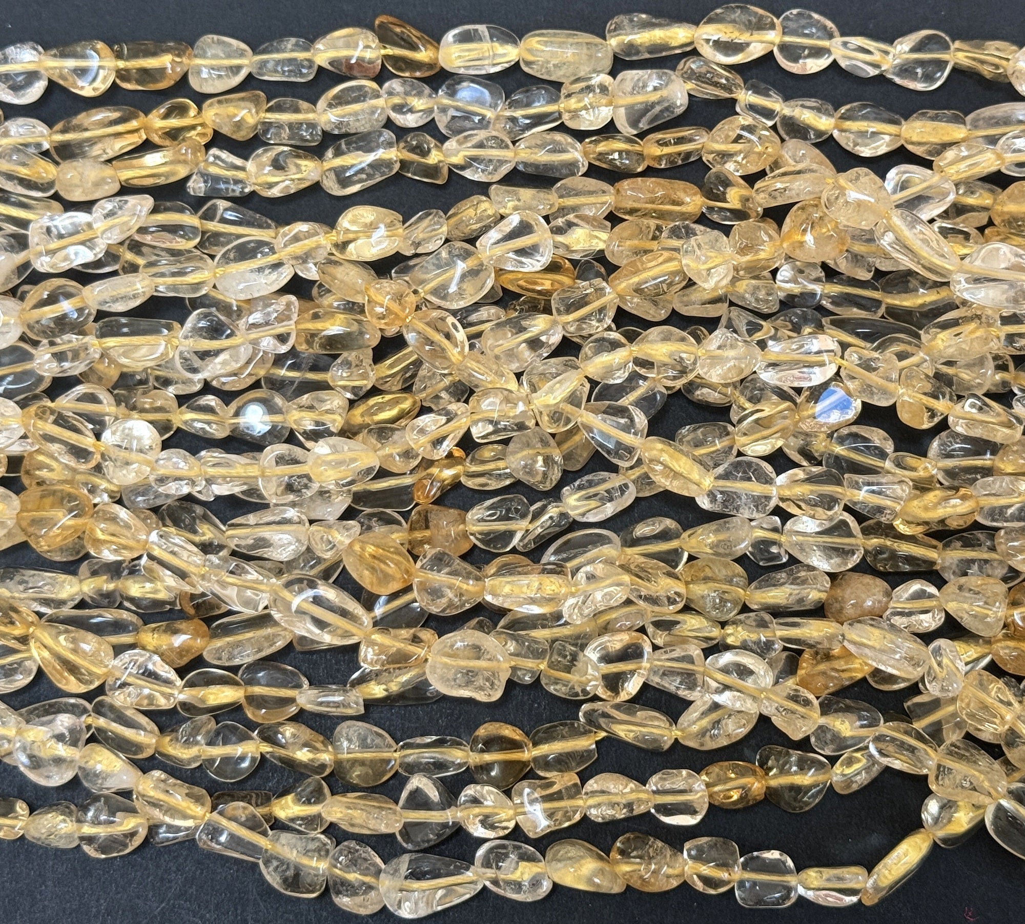 Citrine 6-8mm nuggets natural gemstone pebble beads 15.5" strand - Oz Beads 