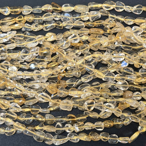 Citrine 6-8mm nuggets natural gemstone pebble beads 15.5" strand - Oz Beads 