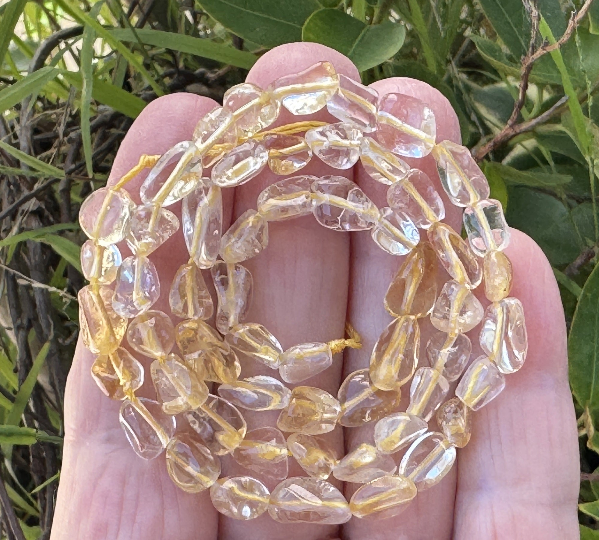 Citrine 6-8mm nuggets natural gemstone pebble beads 15.5" strand - Oz Beads 