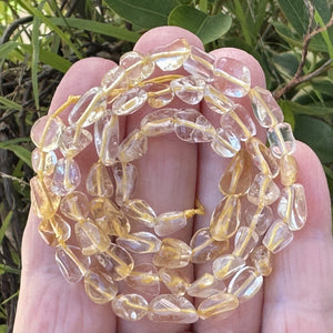 Citrine 6-8mm nuggets natural gemstone pebble beads 15.5" strand - Oz Beads 