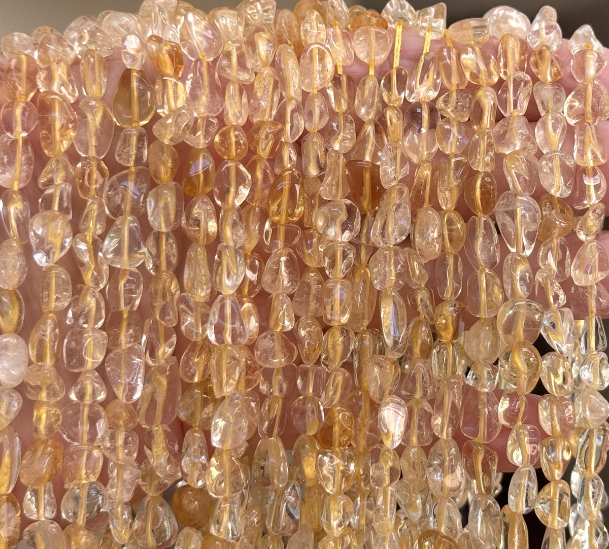 Citrine 6-8mm nuggets natural gemstone pebble beads 15.5" strand - Oz Beads 