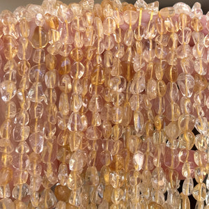 Citrine 6-8mm nuggets natural gemstone pebble beads 15.5" strand - Oz Beads 