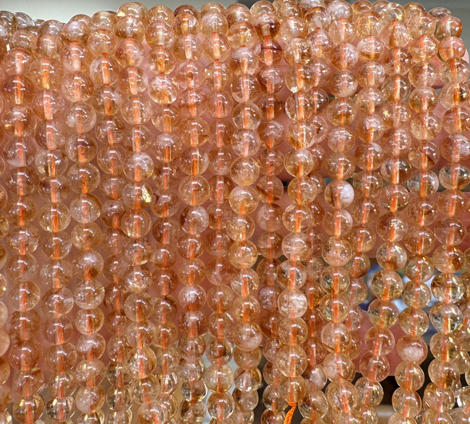 Citrine 6mm round natural gemstone beads 15.5" strand