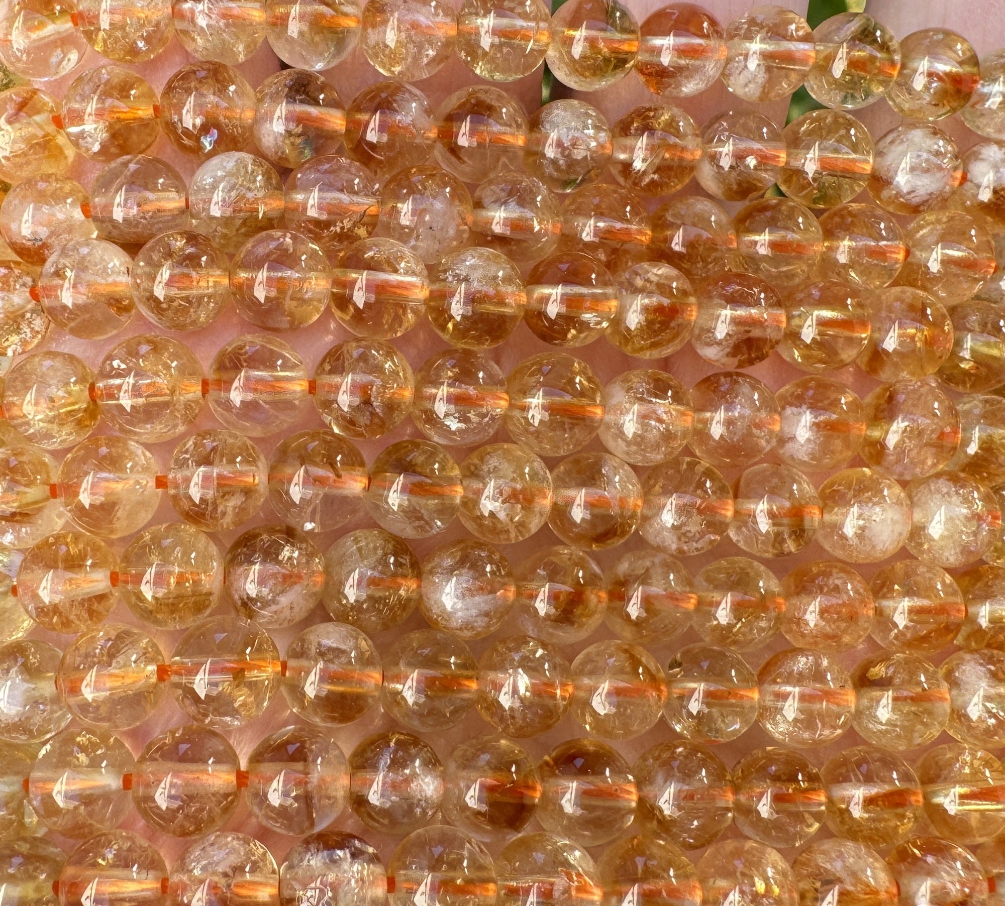 Citrine 6mm round natural gemstone beads 15.5" strand