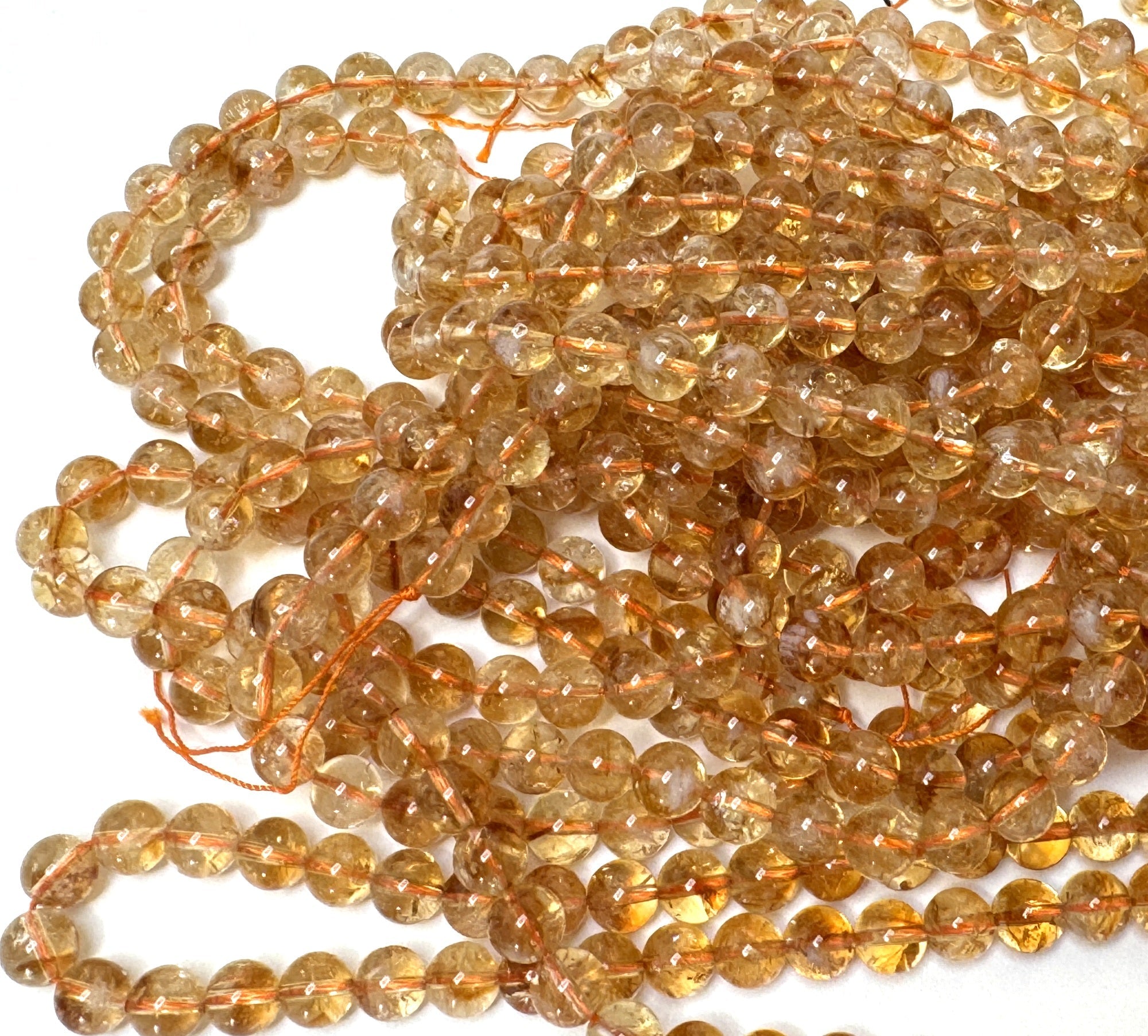 Citrine 6mm round natural gemstone beads 15.5" strand