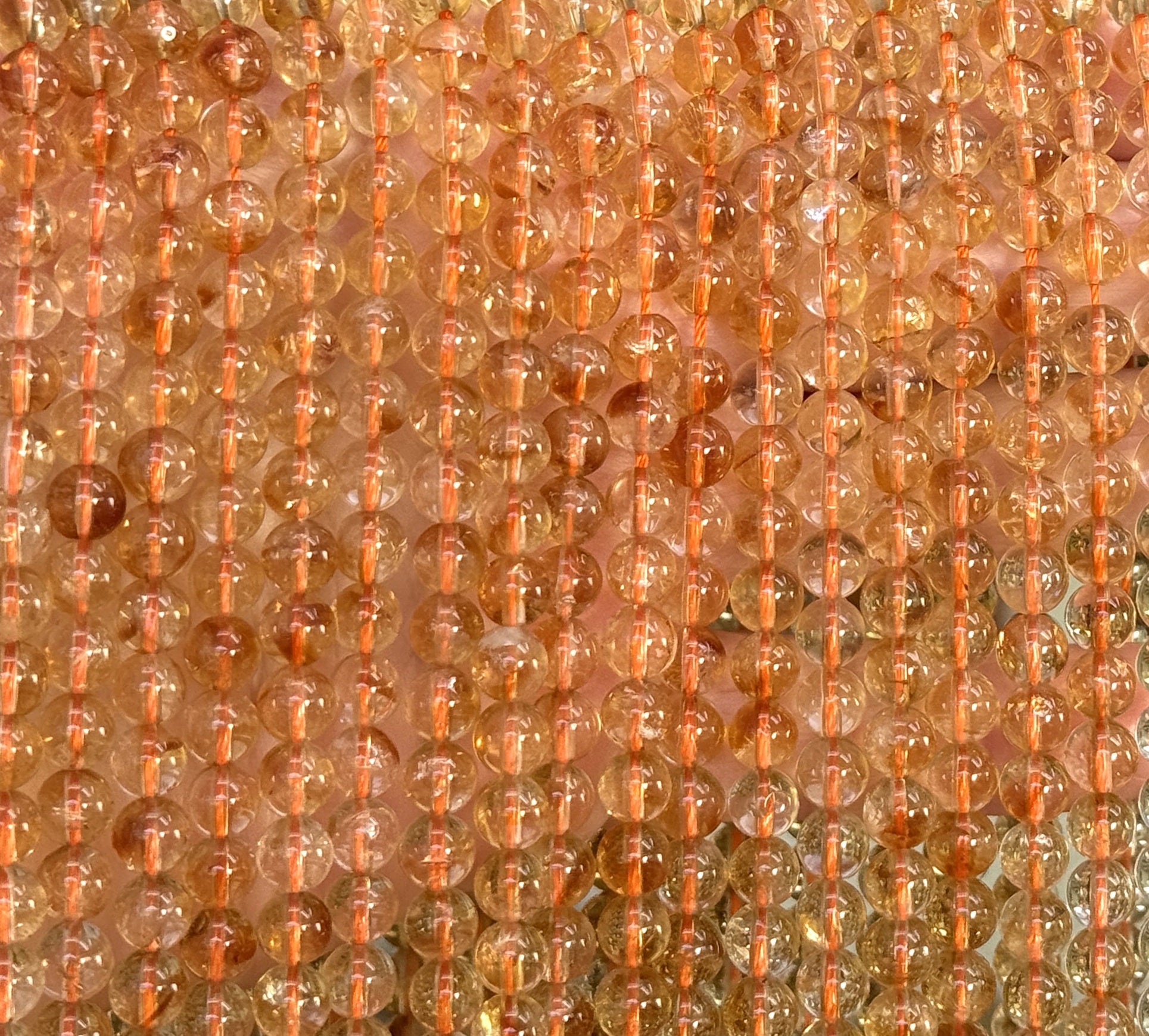Citrine 6mm round natural gemstone beads 15.5" strand - Oz Beads 