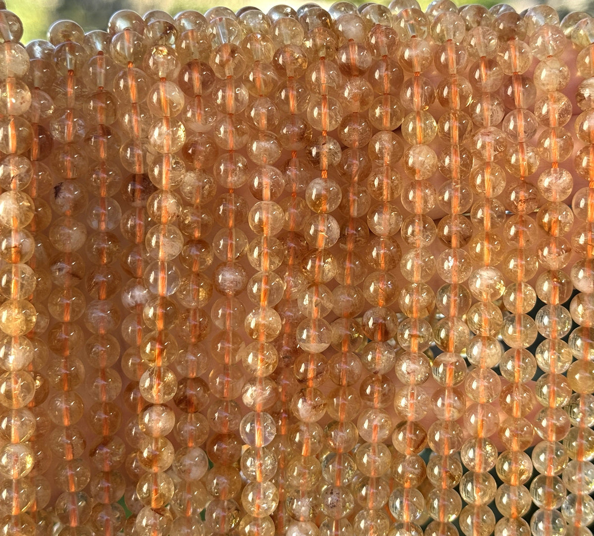 Citrine 6mm round natural gemstone beads 39cm strand - Oz Beads