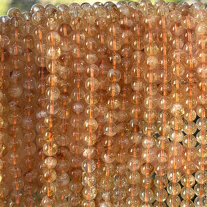 Citrine 6mm round natural gemstone beads 39cm strand - Oz Beads