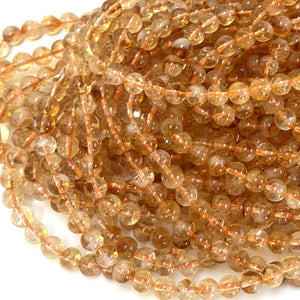 Citrine 6mm round natural gemstone beads 39cm strand - Oz Beads