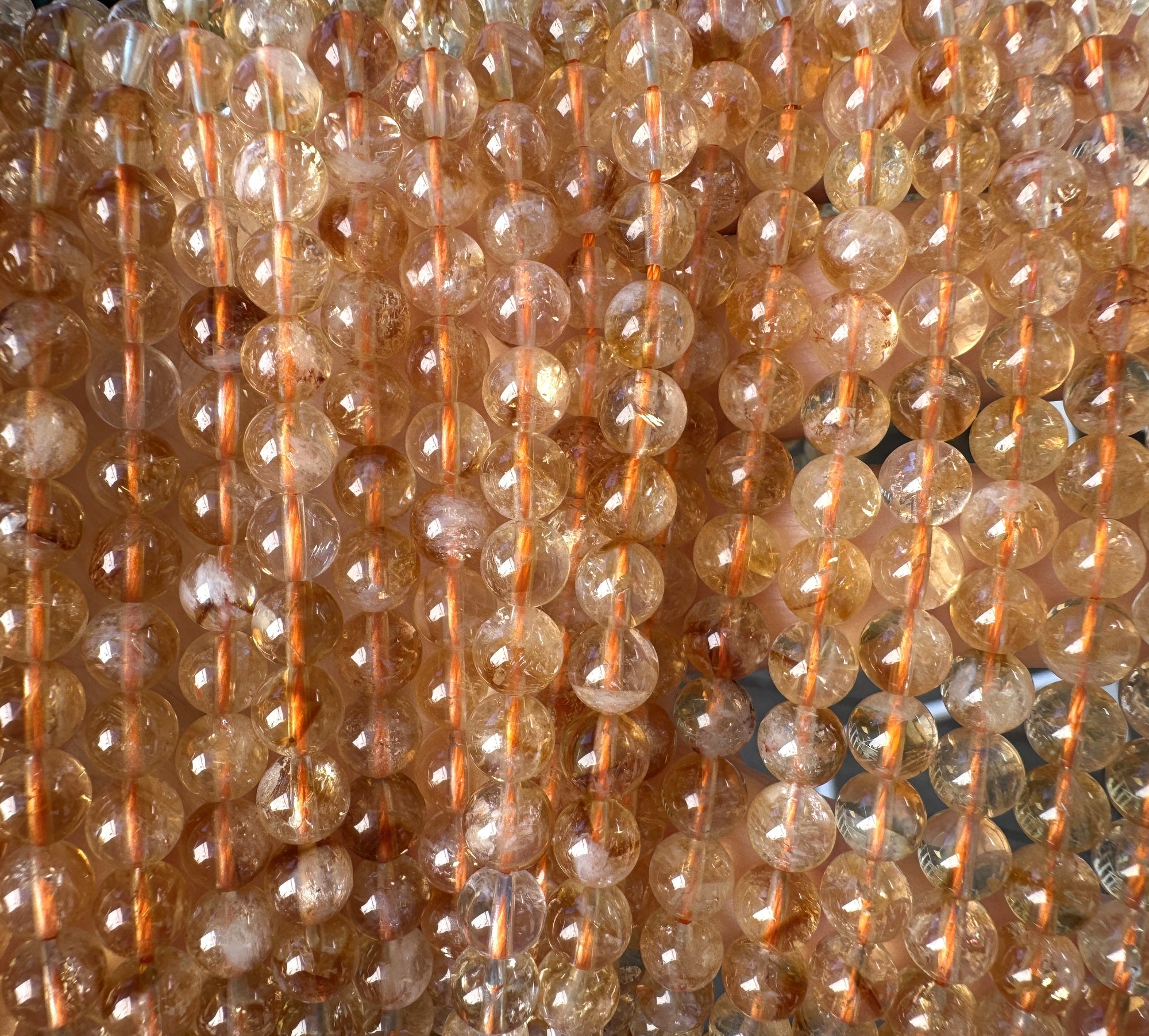 Citrine 6mm round natural gemstone beads 39cm strand - Oz Beads