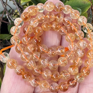 Citrine 6mm round natural gemstone beads 39cm strand - Oz Beads