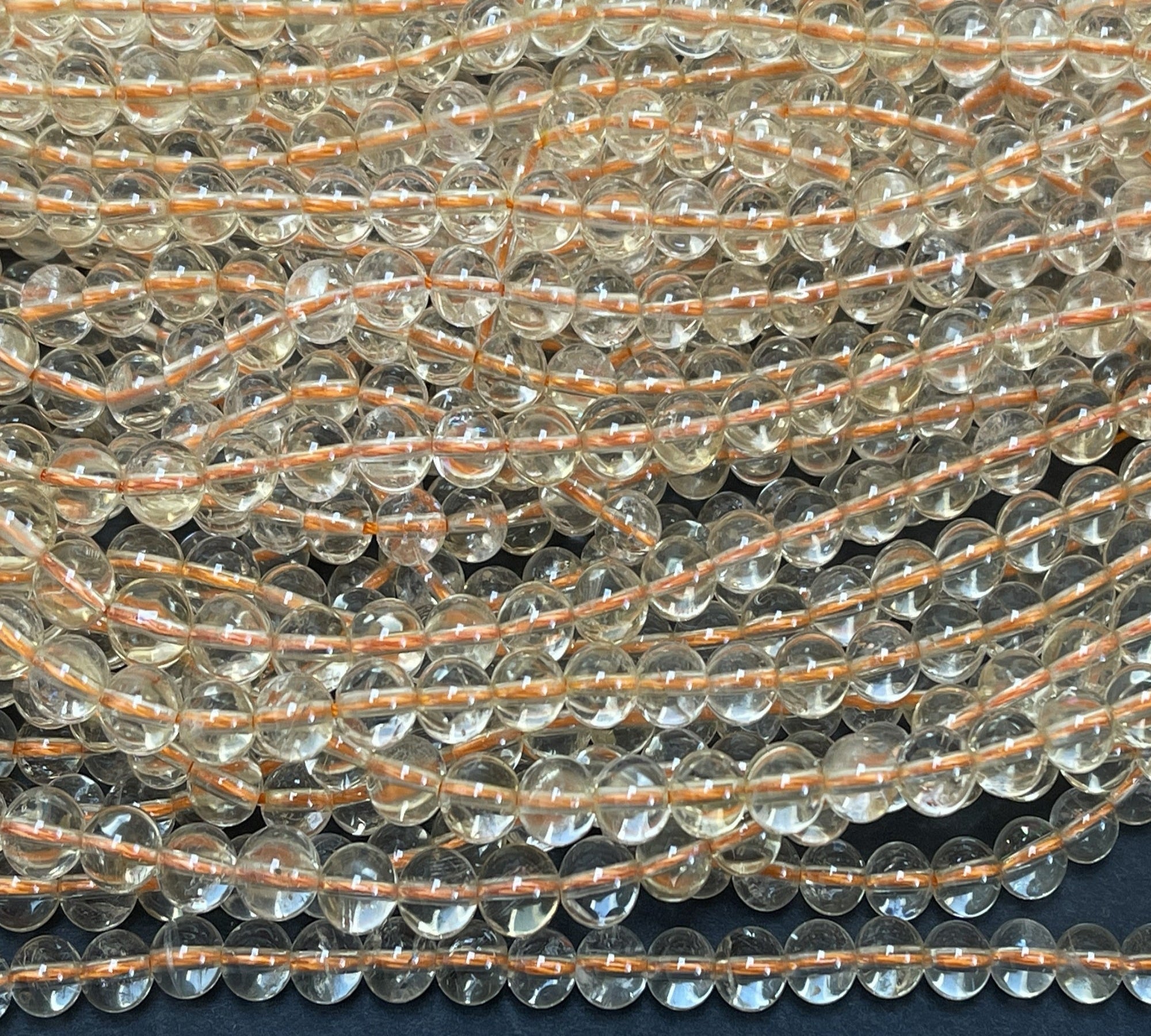 Clear Citrine 6mm round natural gemstone beads 15.5" strand - Oz Beads 