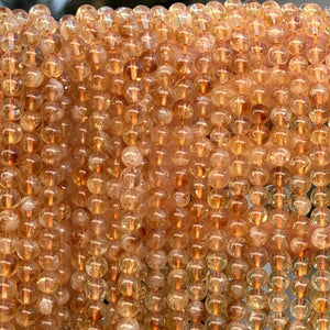 Citrine 6mm round natural gemstone beads 39cm strand - Oz Beads