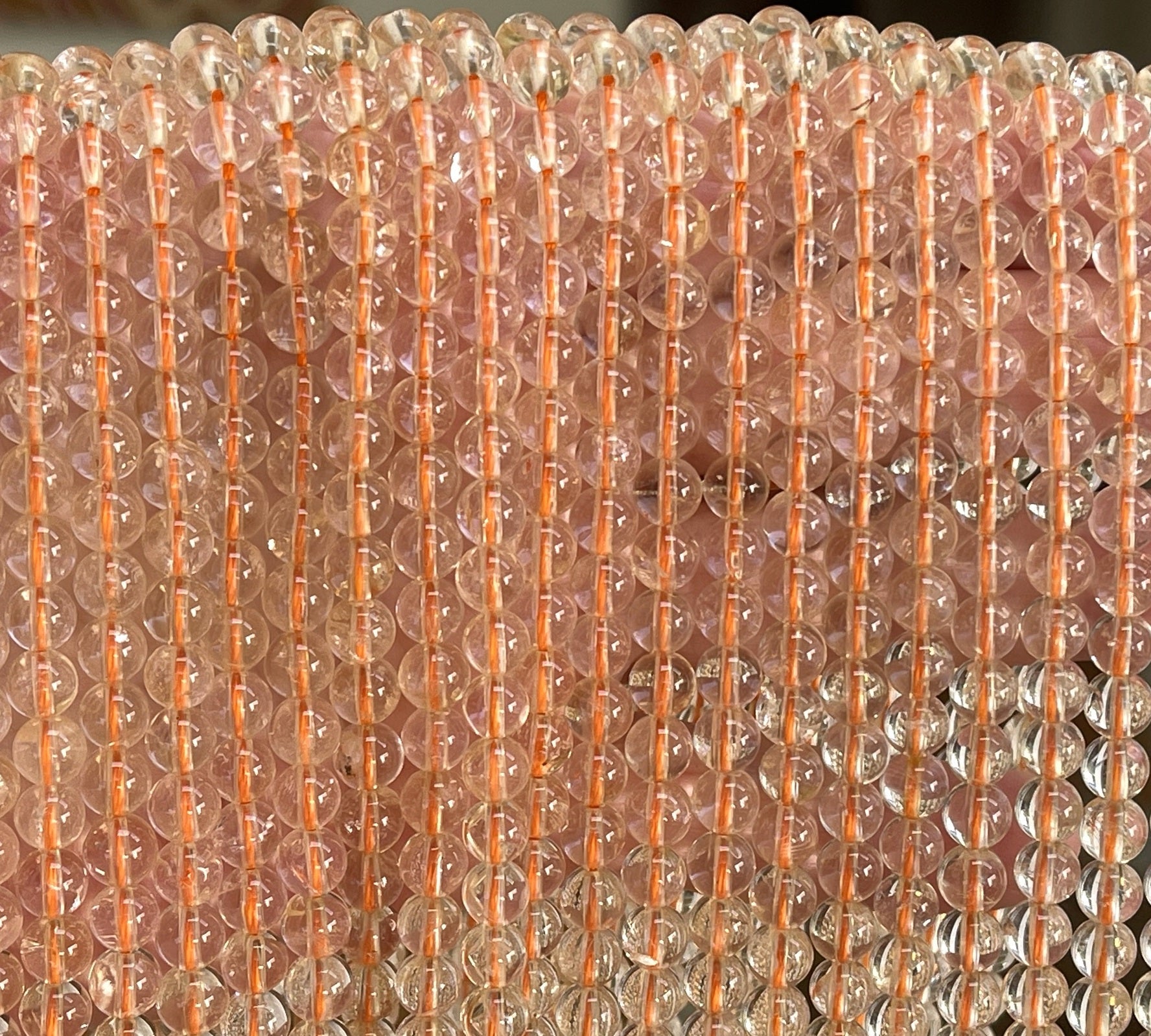 Clear Citrine 6mm round natural gemstone beads 15.5" strand - Oz Beads 