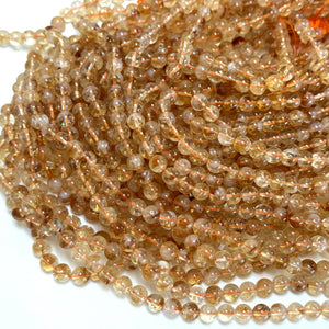 Citrine 6mm round natural gemstone beads 39cm strand - Oz Beads