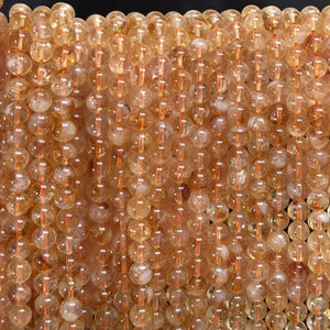 Citrine 6mm round natural gemstone beads 39cm strand - Oz Beads