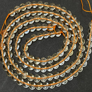 Clear Citrine 6mm round natural gemstone beads 15.5" strand - Oz Beads 