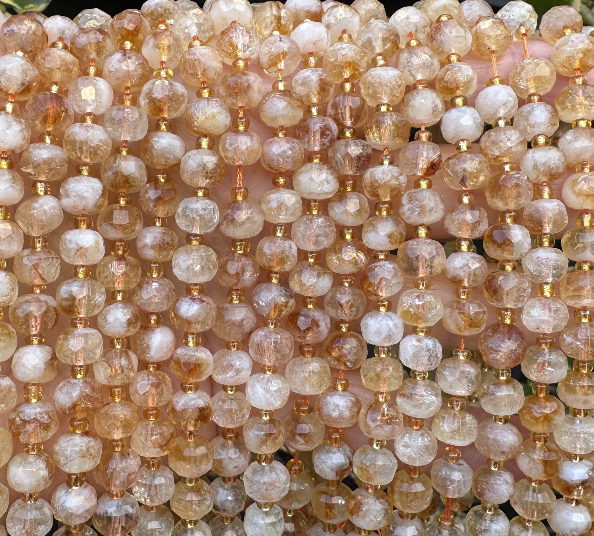 Citrine 6x8mm faceted rondelle natural gemstone beads 38cm strand - Oz Beads