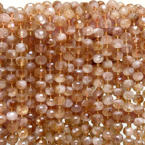 Citrine 6x8mm faceted rondelle natural gemstone beads 38cm strand - Oz Beads