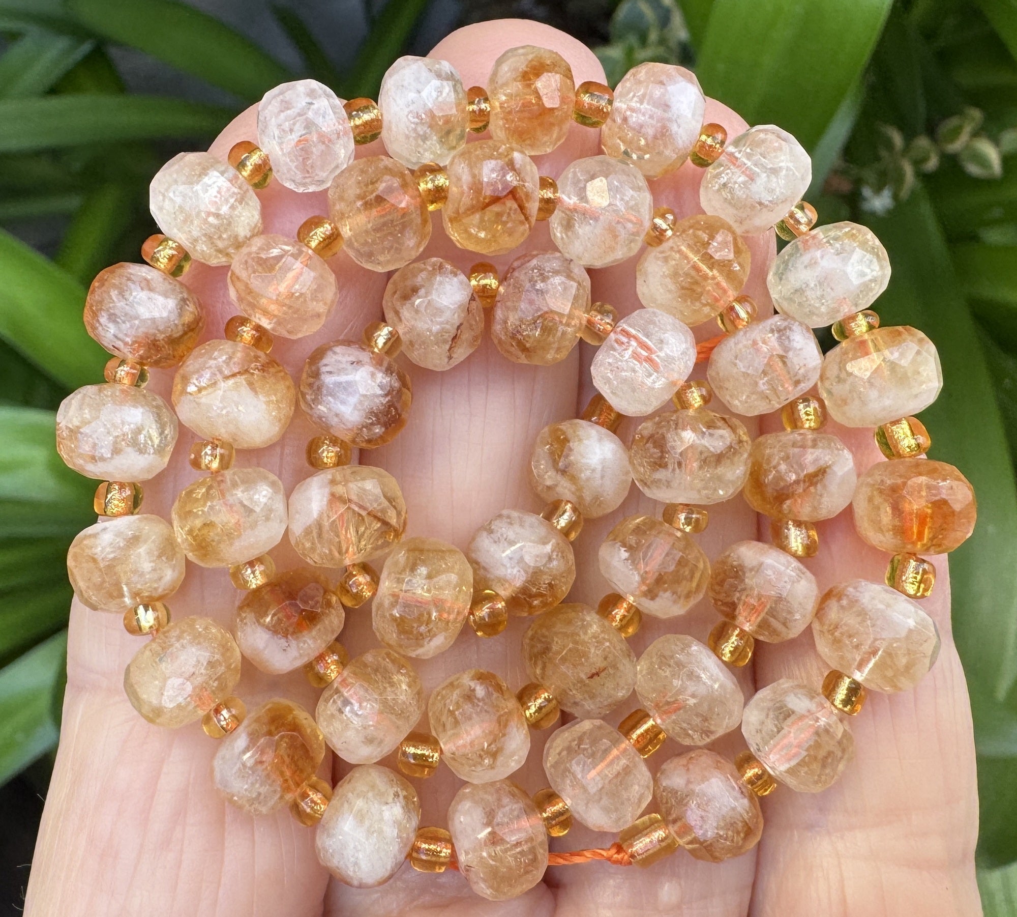 Citrine 6x8mm faceted rondelle natural gemstone beads 38cm strand - Oz Beads
