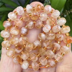Citrine 6x8mm faceted rondelle natural gemstone beads 38cm strand - Oz Beads