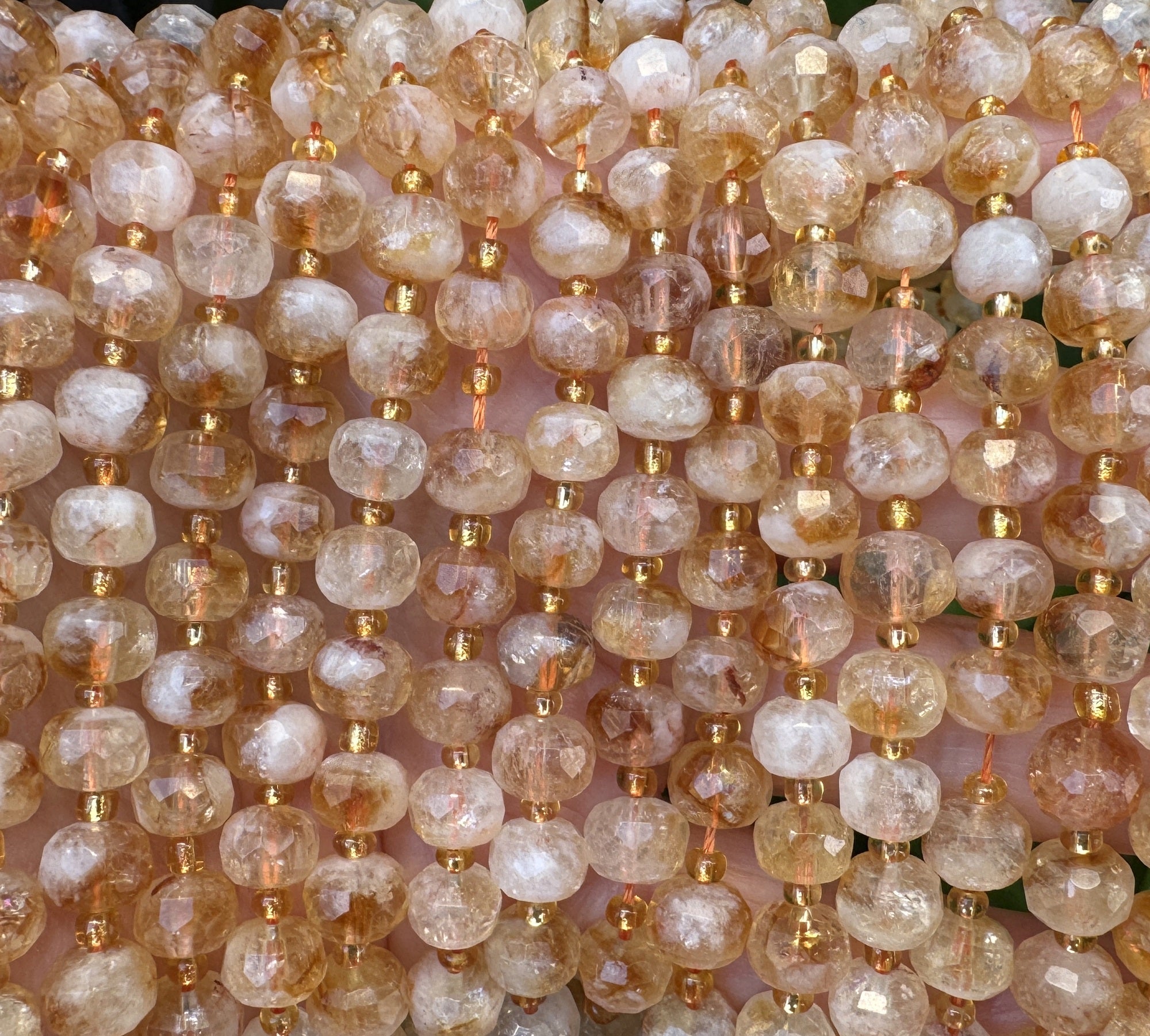 Citrine 6x8mm faceted rondelle natural gemstone beads 38cm strand - Oz Beads