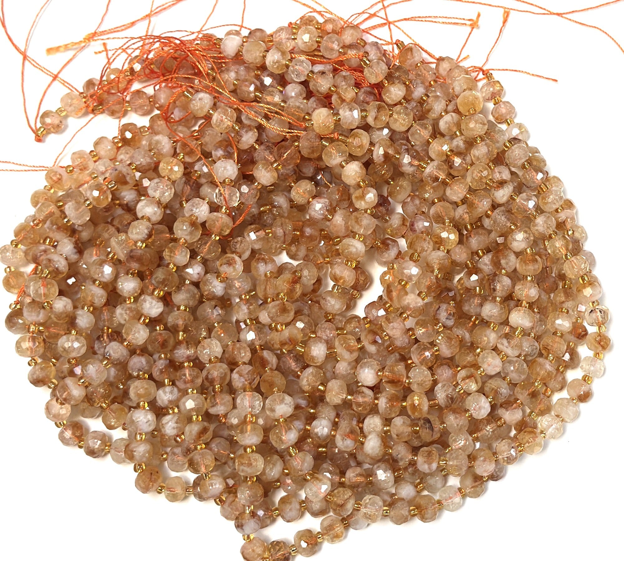 Citrine 6x8mm micro faceted rondelle beads 38cm strand - Oz Beads