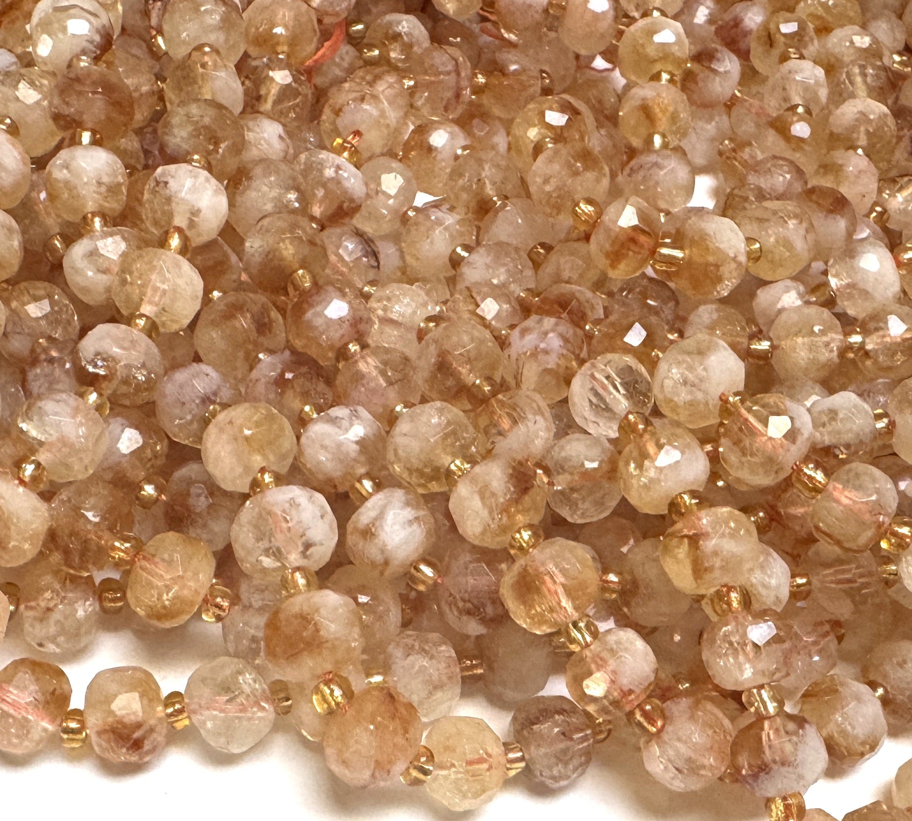 Citrine 6x8mm micro faceted rondelle beads 38cm strand - Oz Beads