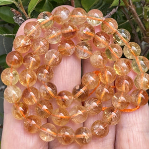 Citrine 8mm round natural gemstone beads 15" strand - Oz Beads 