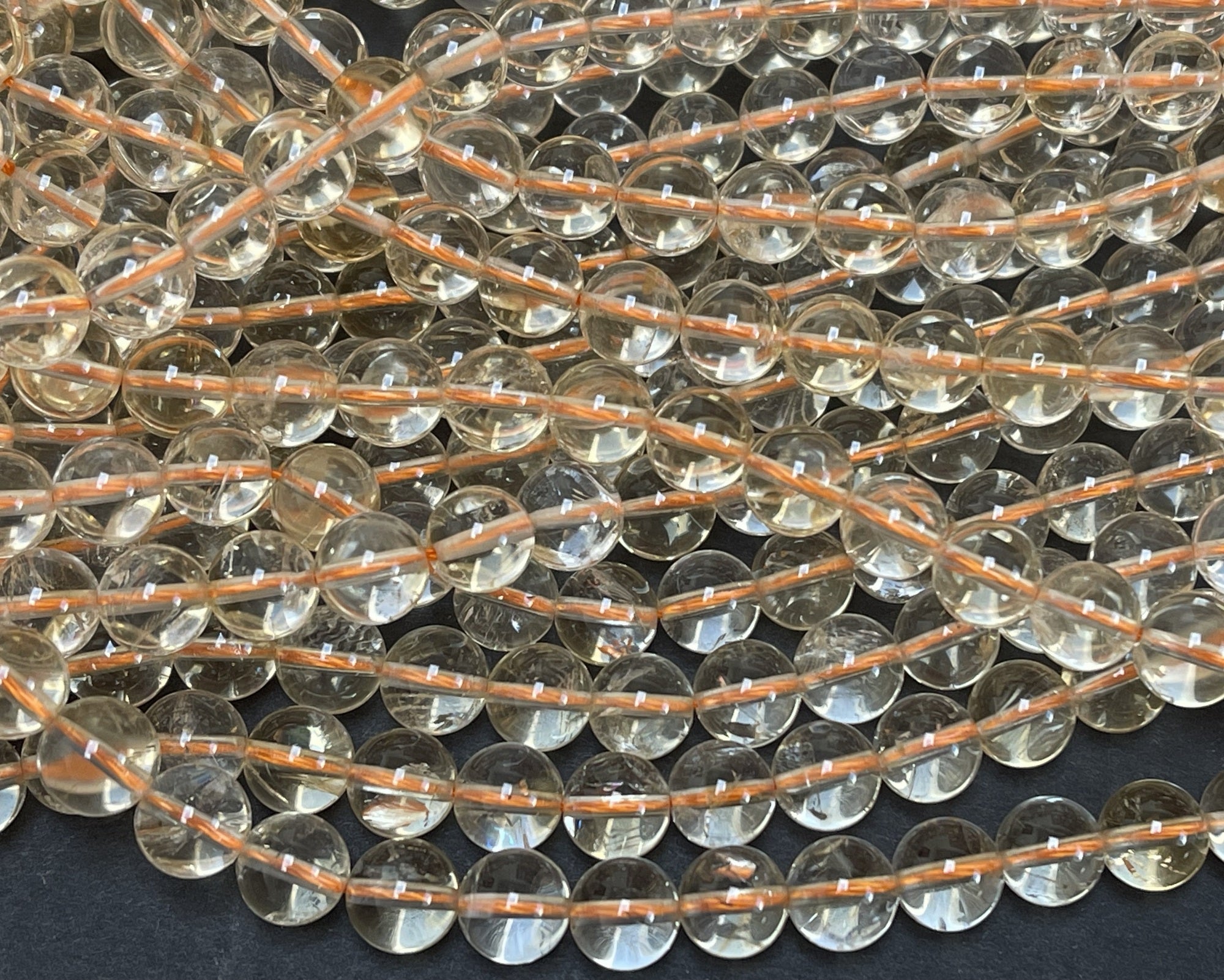 Clear Citrine 8mm round natural gemstone beads 15" strand - Oz Beads 